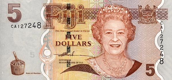 Купюра номиналом 5 фиджийских долларов, лицевая сторона